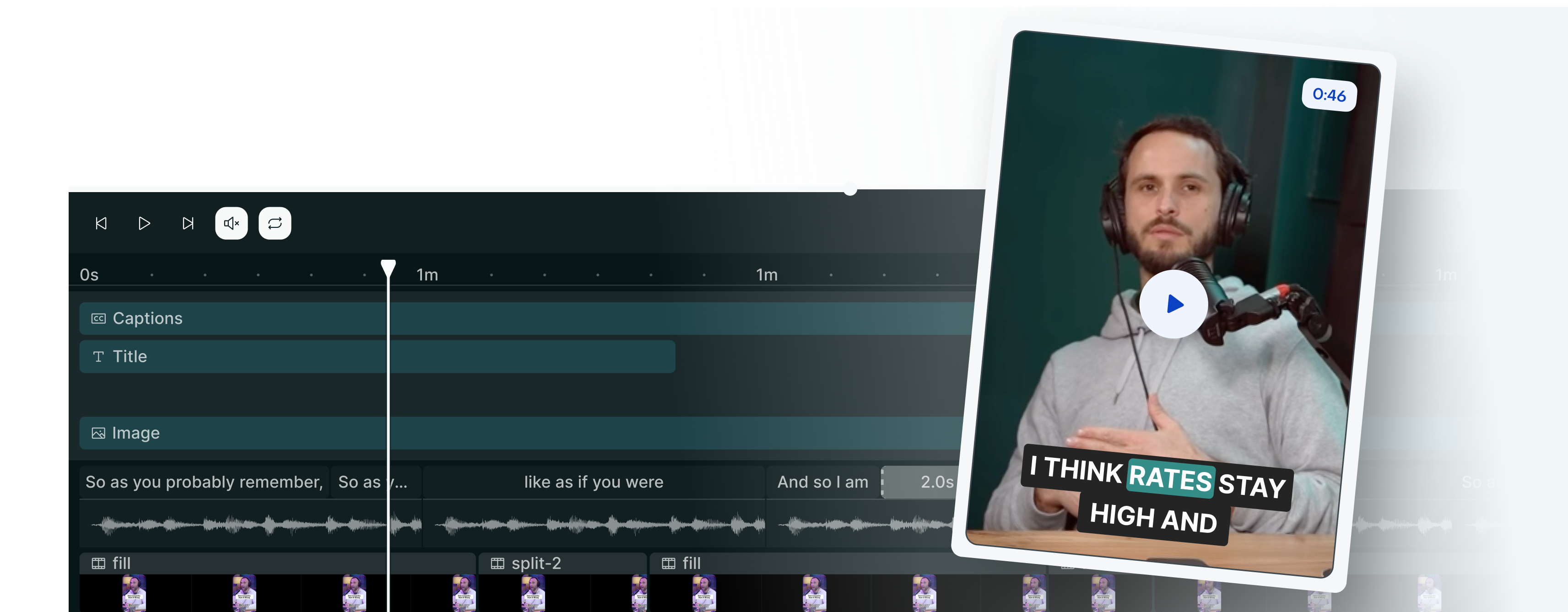 Vertical webinar clip with auto-generated captions