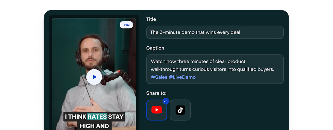 Publishing a webinar clip to LinkedIn from Livestorm AI Studio