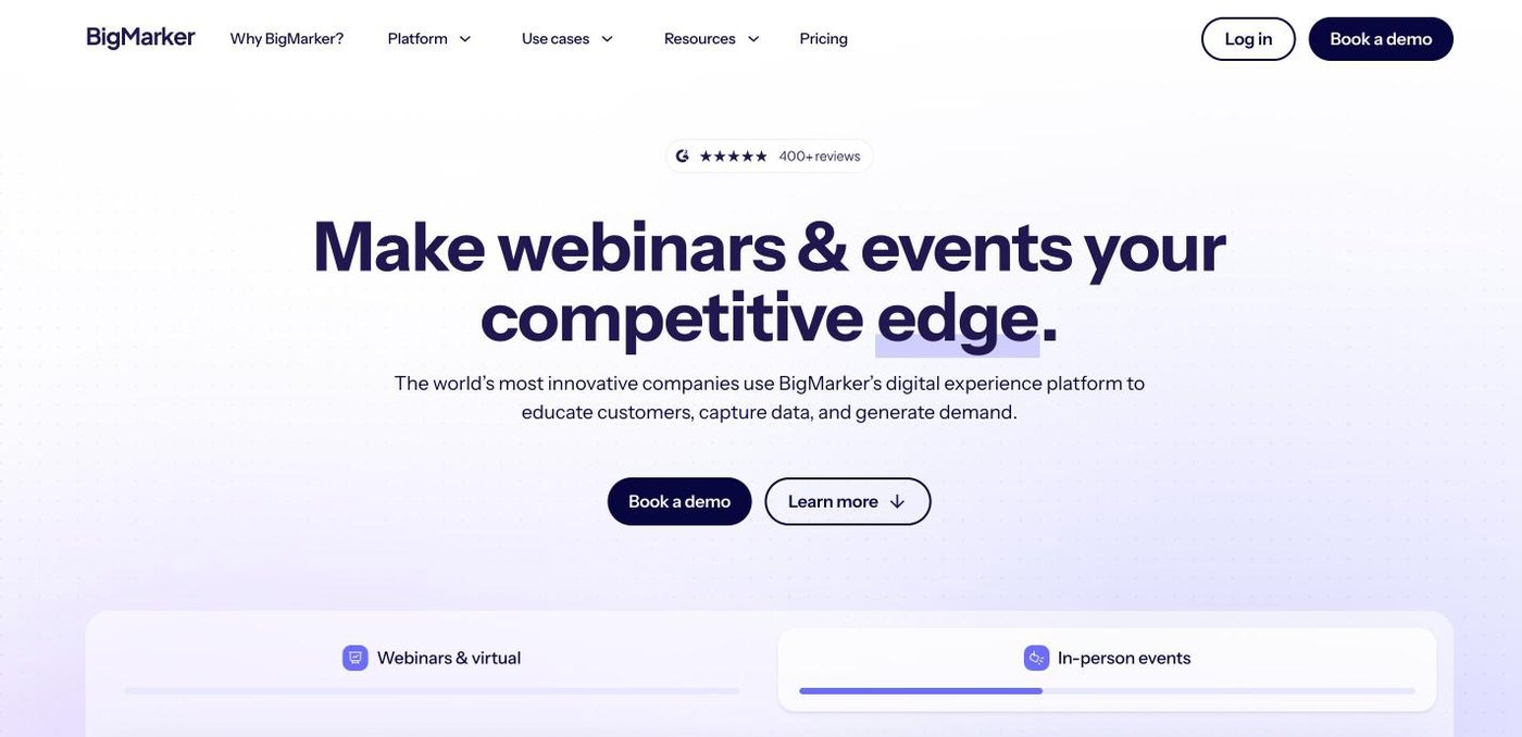 Screenshot of the BigMarker website