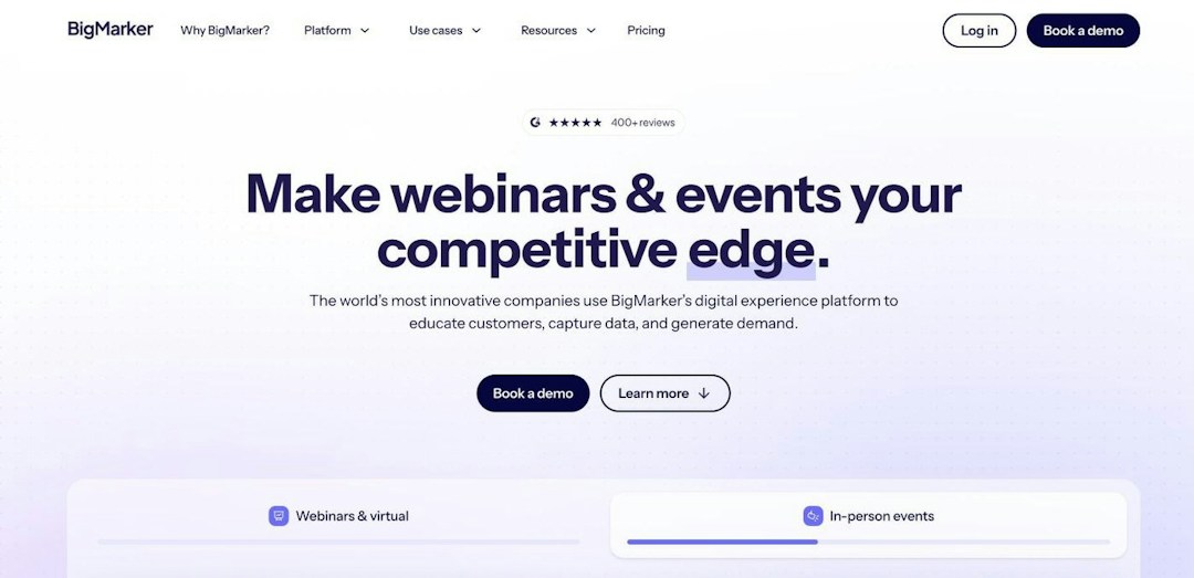Screenshot of the BigMarker website