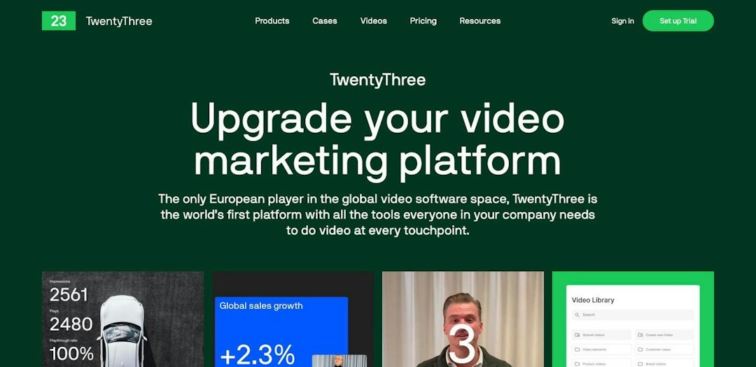 Screenshot of the TwentyThree website