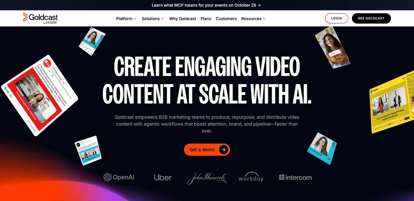 Screenshot of the Goldcast website