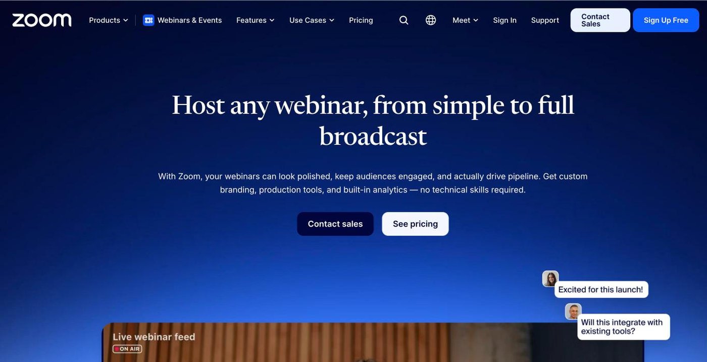 Screenshot of the Zoom website