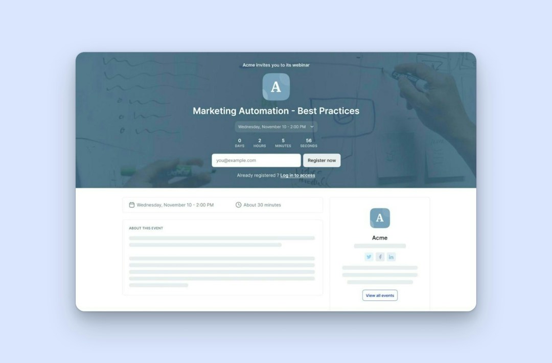 A Livestorm webinar registration page