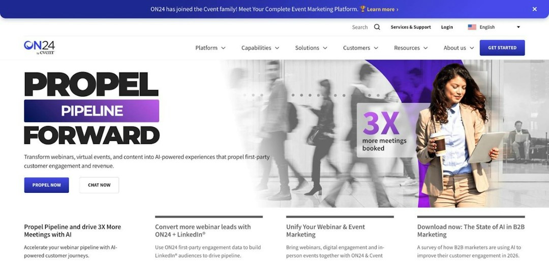 Screenshot of the ON24 website