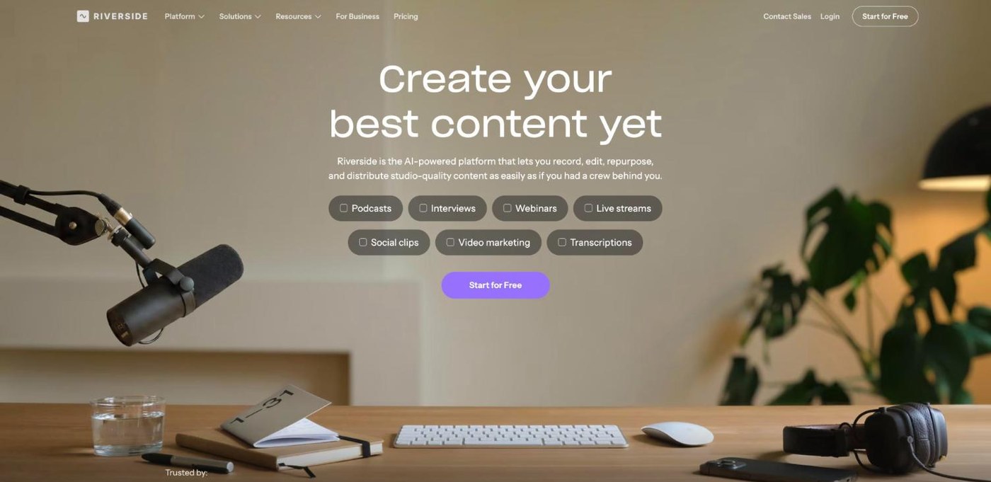 Screenshot of the Riverside website