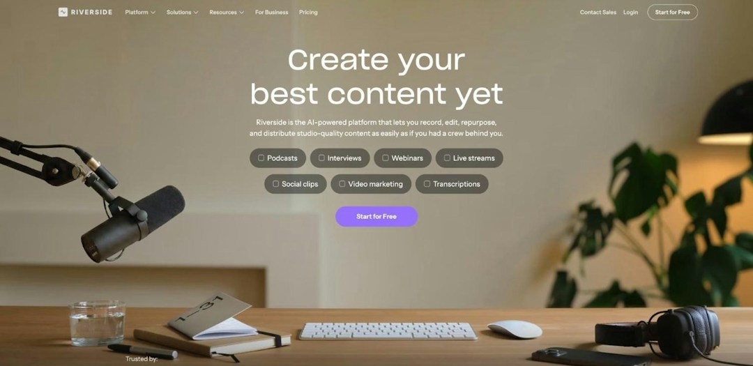Screenshot of the Riverside website