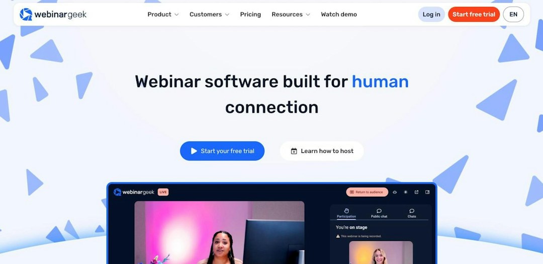 Screenshot of the WebinarGeek website