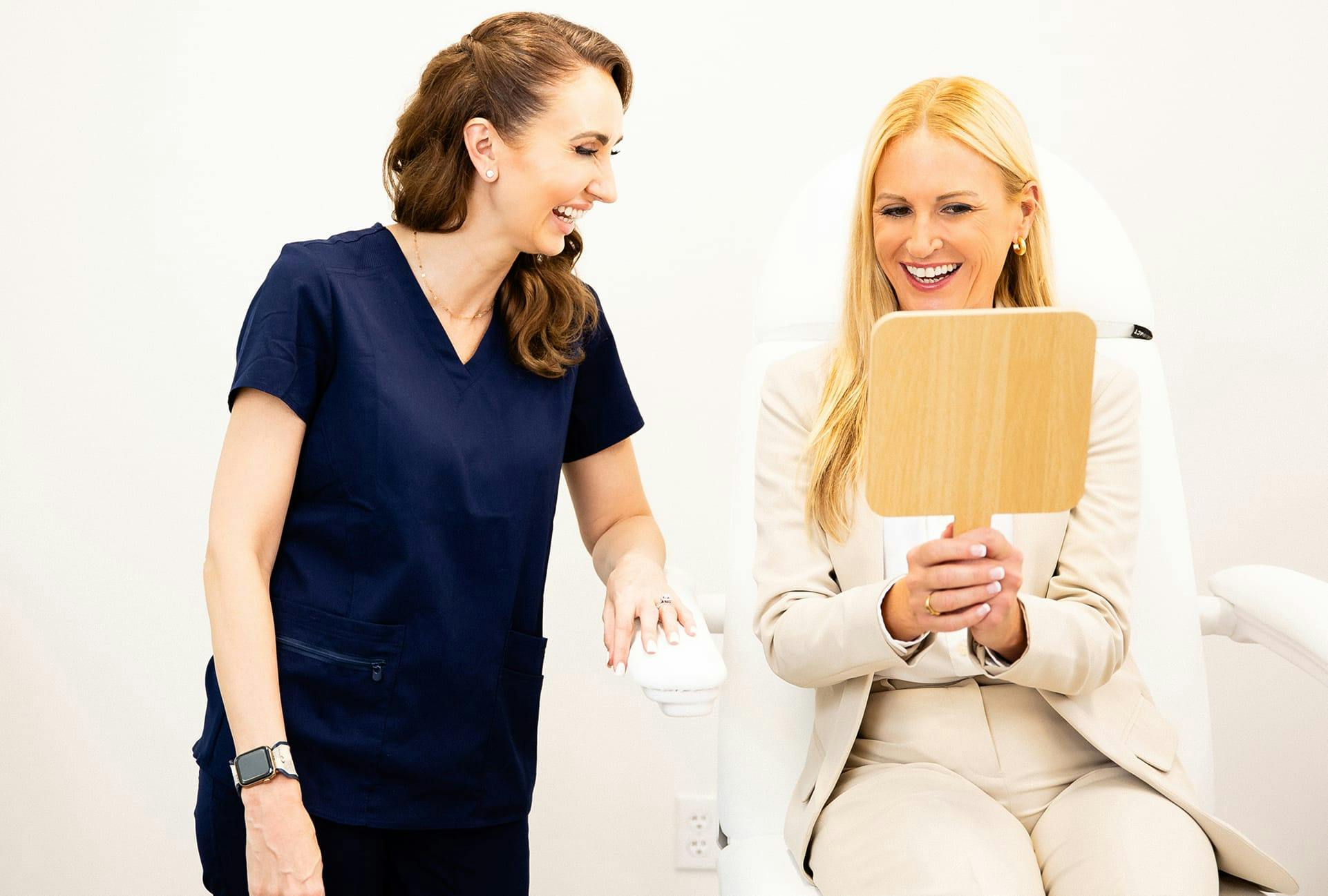 Woman and nurse talking