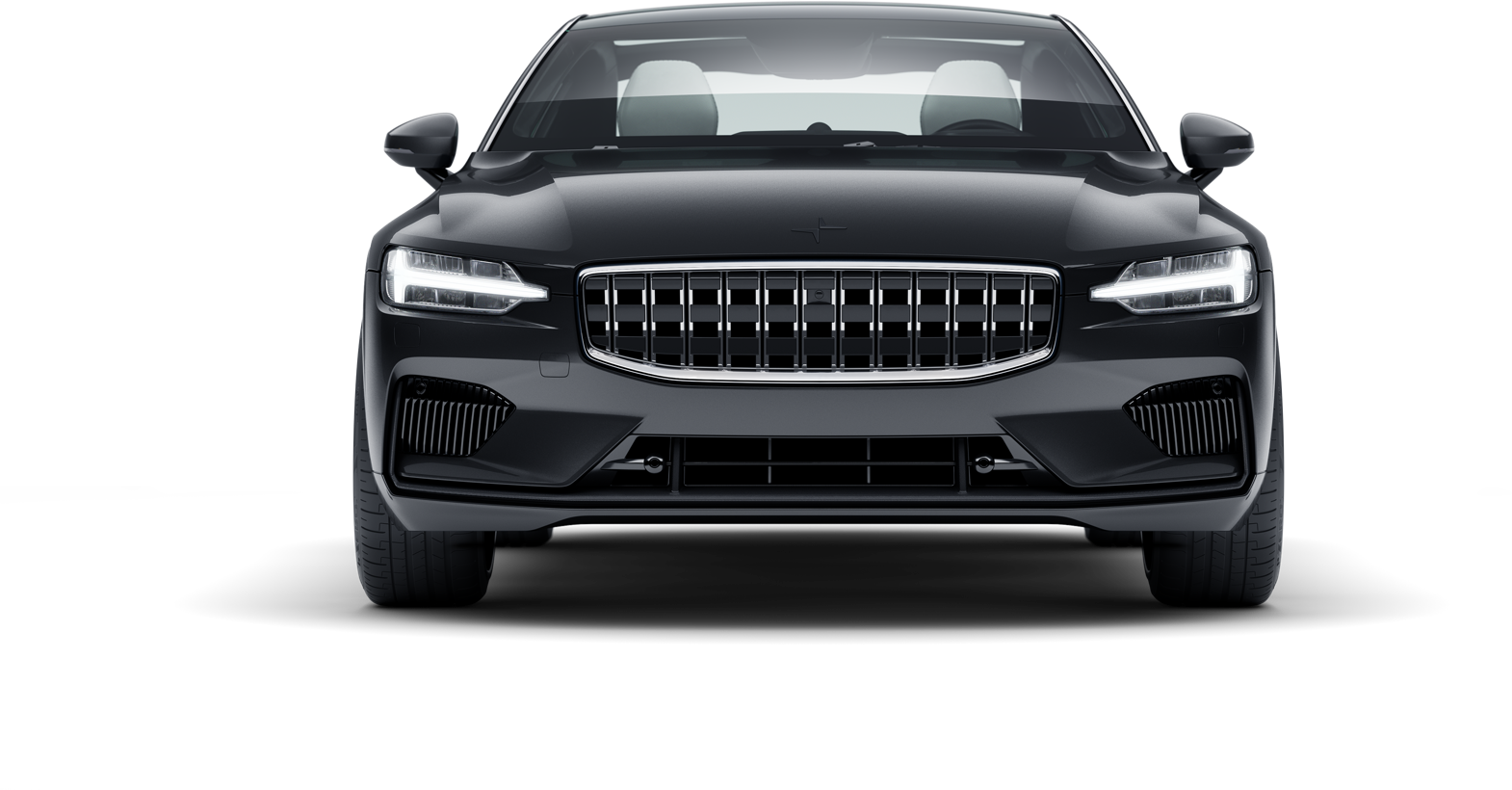 Front view of black Polestar 1