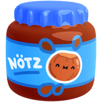This is a 3D gameplay item of jar of spread called "Nötz" from the Toca Boca Days game
