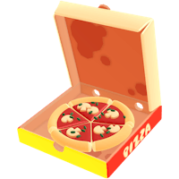 This is a 3D gameplay item of a a box of pizza from the Toca Boca Days game