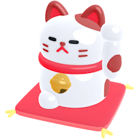 This is a 3D gameplay item of a lucky cat from the Toca Boca Days game