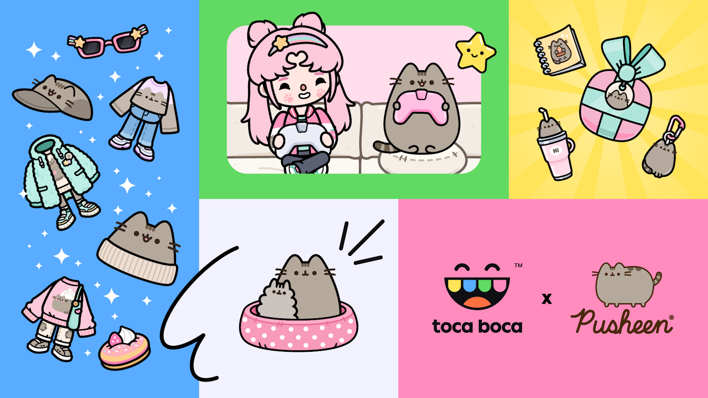 This is an image showcasing the Toca Boca x Pusheen collaboration