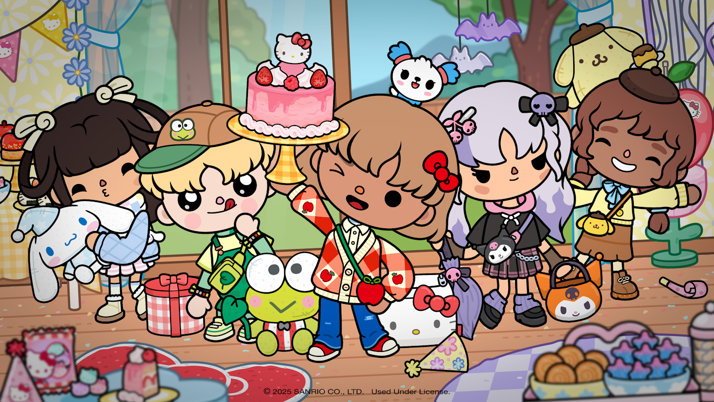 This is an image of characters wearing clothing inspired from Sanrio characters