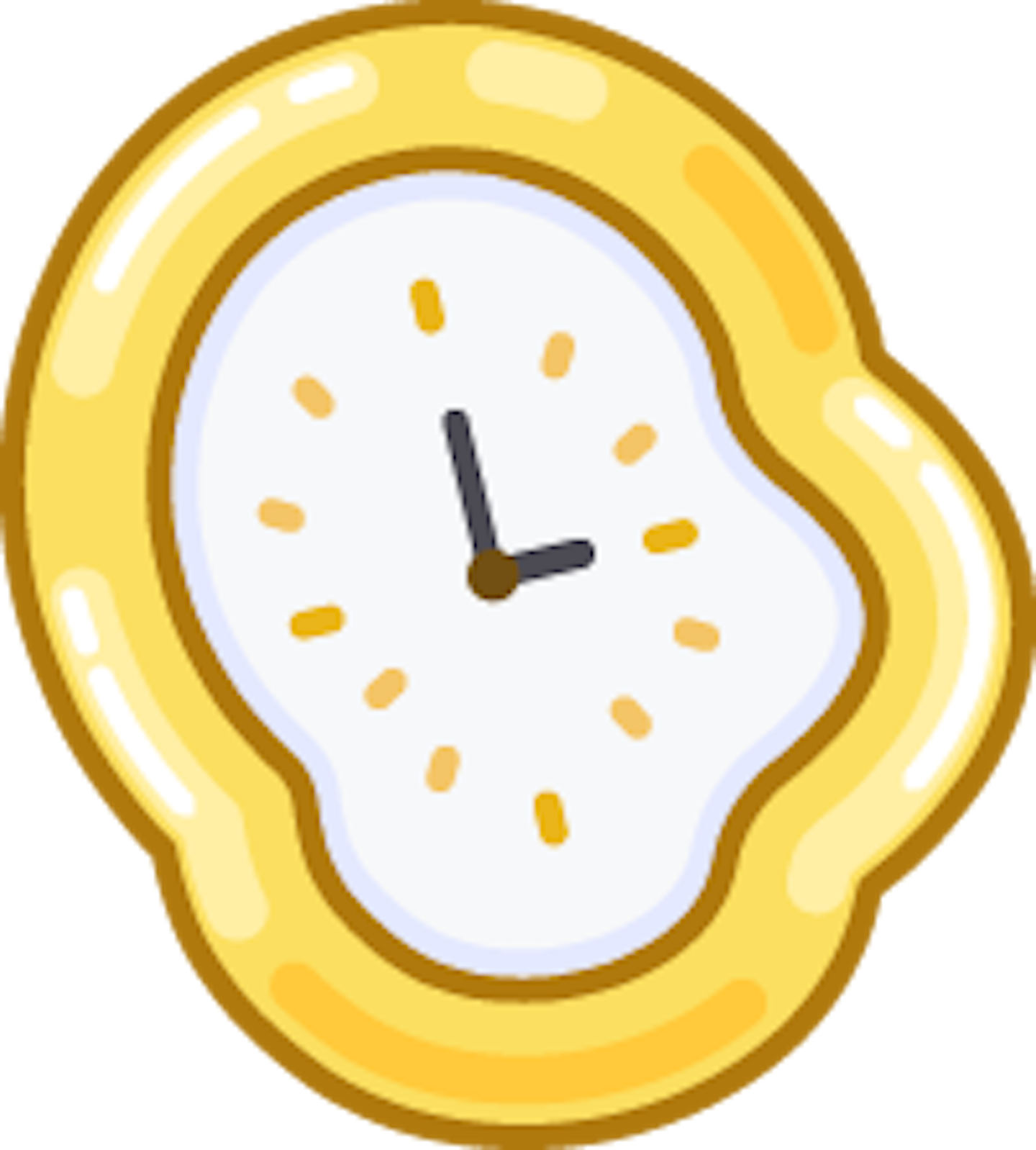 A golden clock with a sqwiggly shape