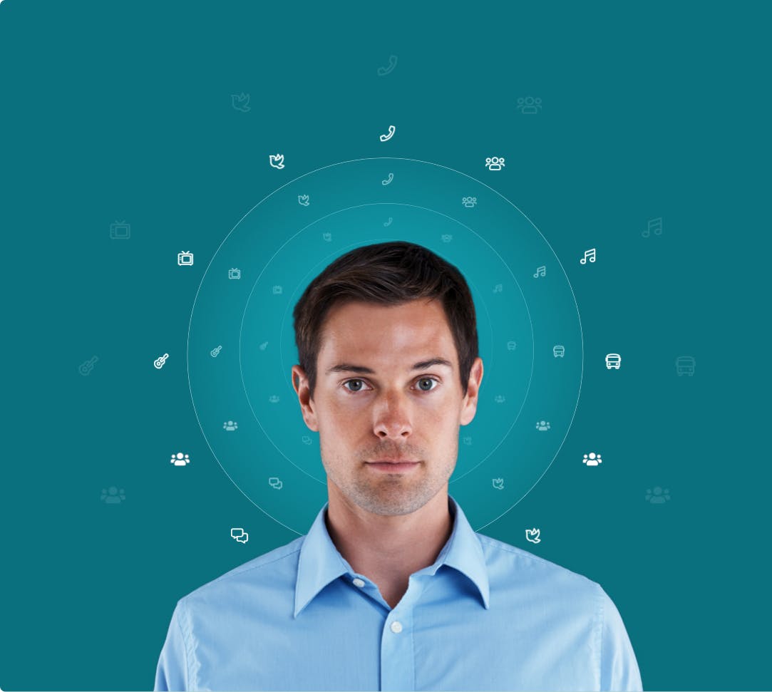 man in a blue shirt