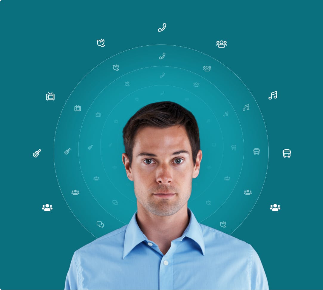 man in a blue shirt
