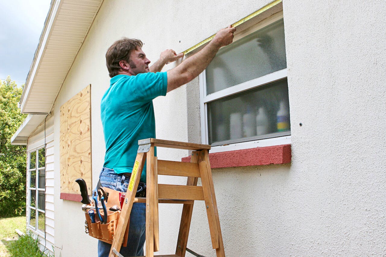Window glass repair.