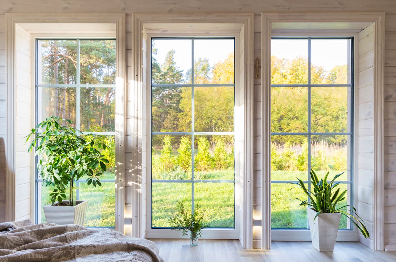 Energy-efficient framed windows.