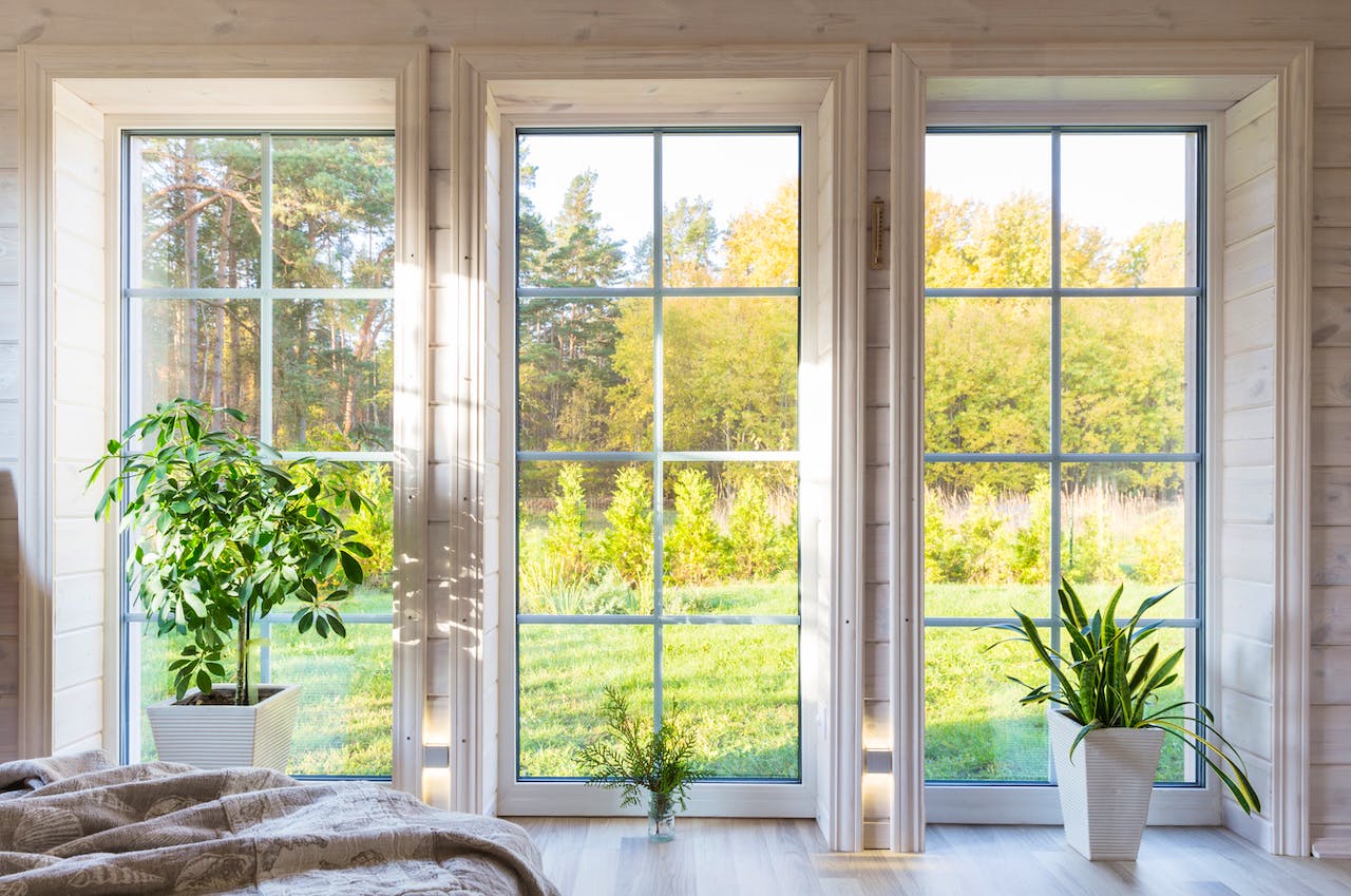 Energy-efficient framed windows.