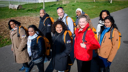 Wandelbegeleiders en 2 vrijwilligers