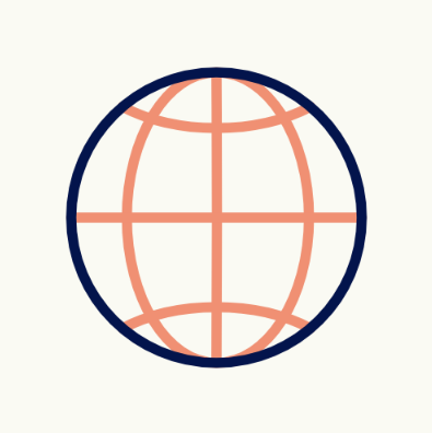 Globe icon - blue and orange