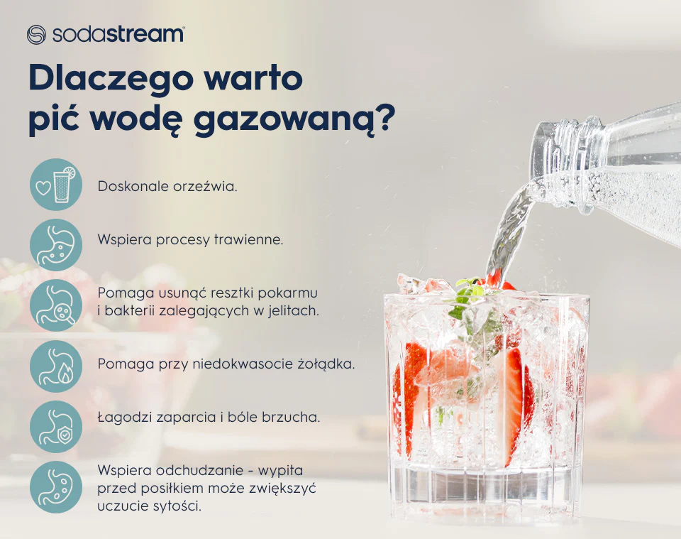 Dlaczego warto pić wodę gazowaną - infografika