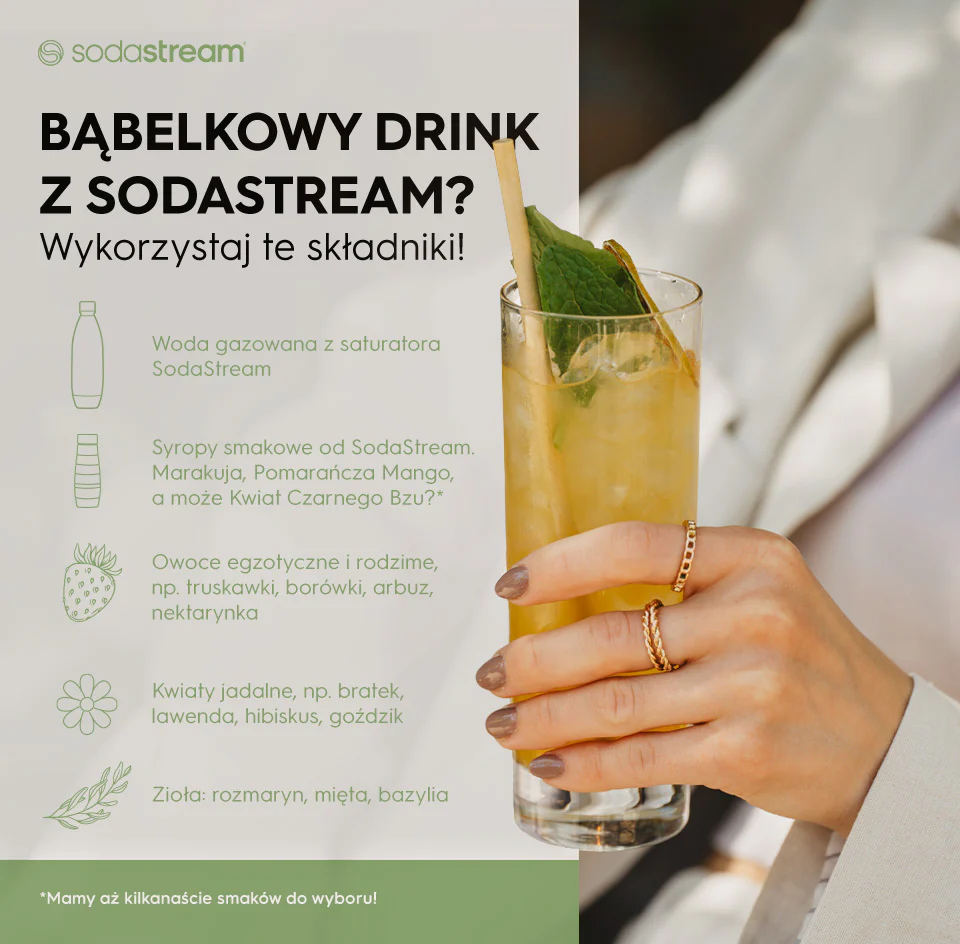 Bąbelkowy drink z SodaStream? Wykorzystaj te składniki! - infografika