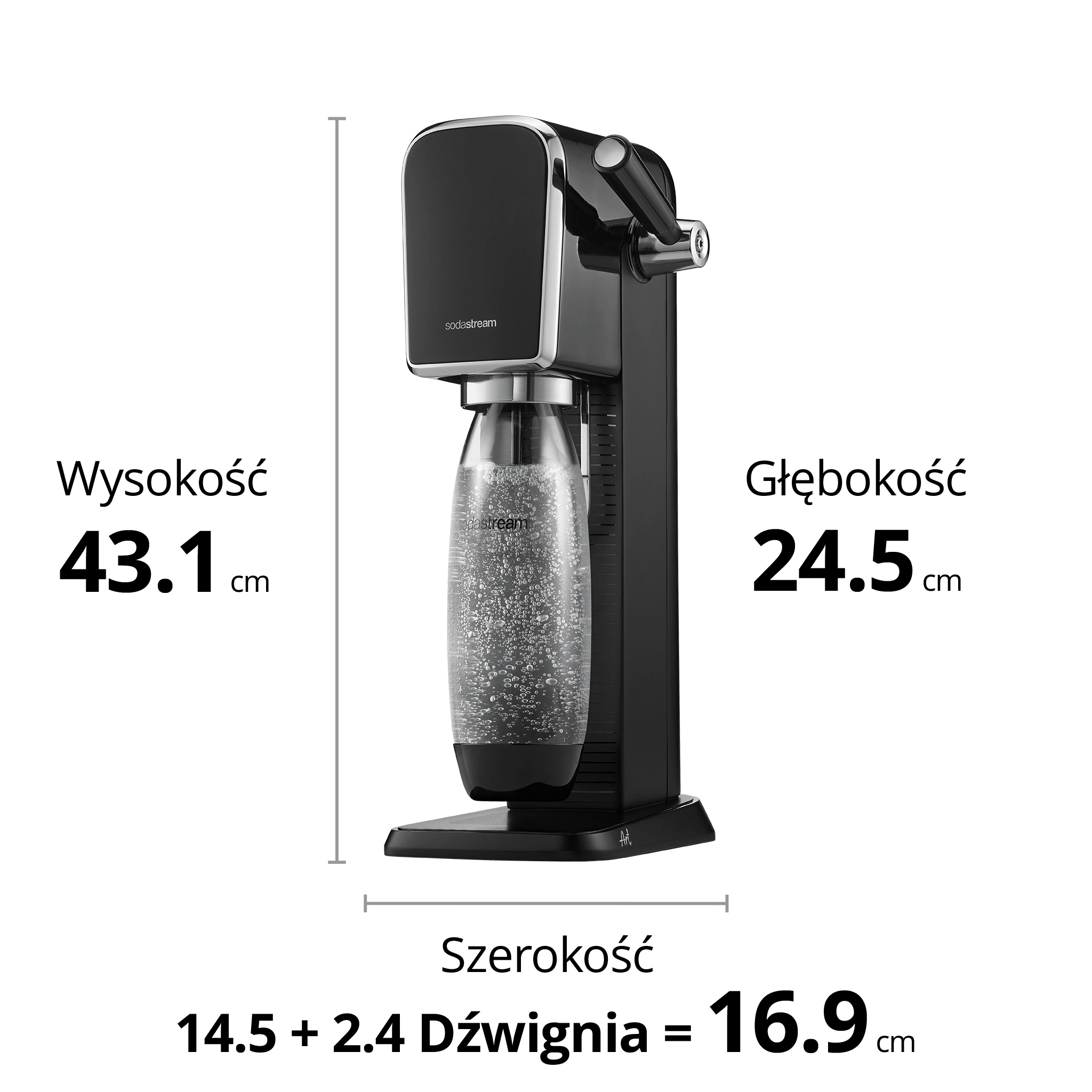 sodastream art czarny rozmiar i wymiary