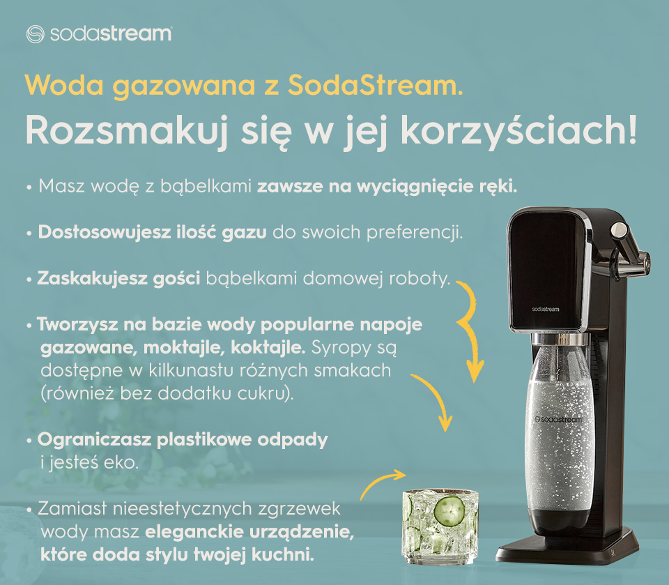 Woda gazowana z SodaStream. Rozsmakuj się w jej korzyściach! - infografika.