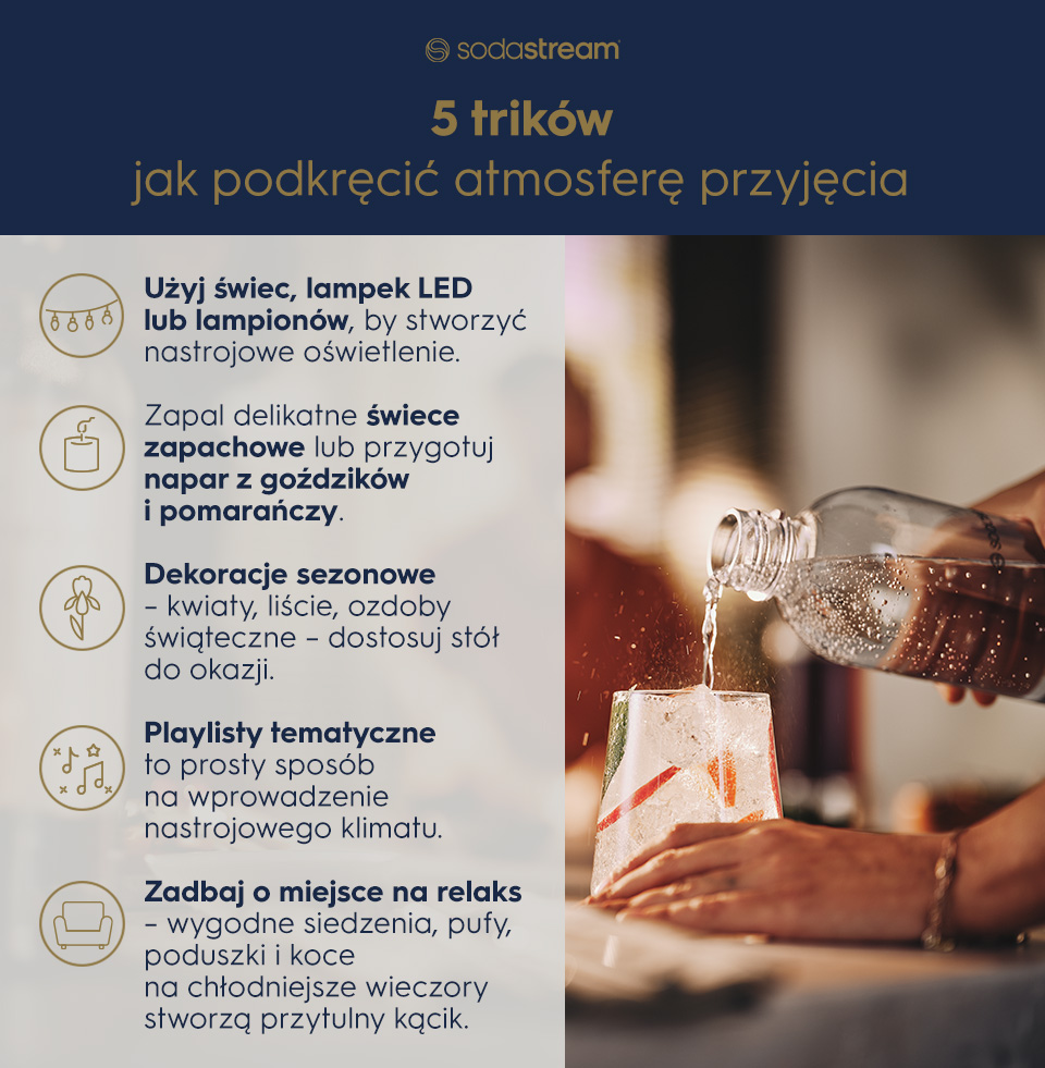5 trików jak podkręcić atmosferę przyjęcia - infografika
