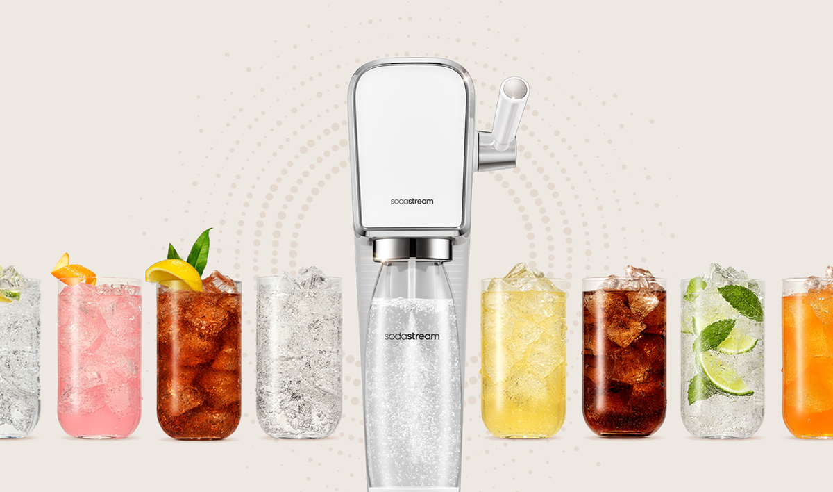 Biały sodastream® Art z drinkami