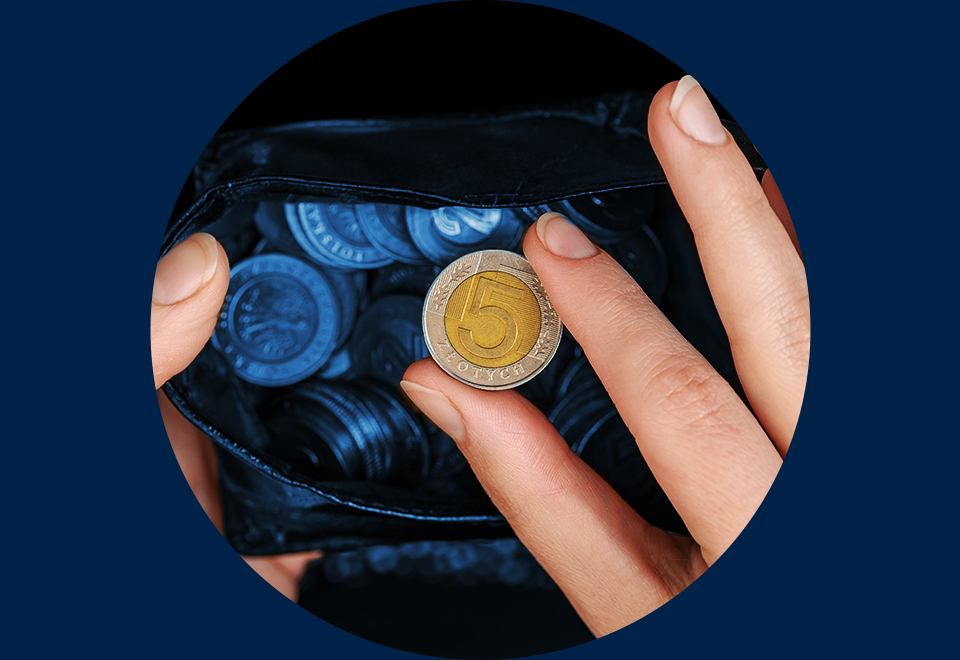 5 złotych w portfelu - zdjęcie.
