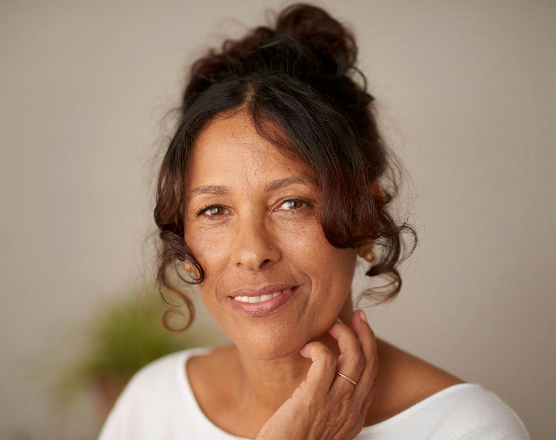 Woman looking into camera