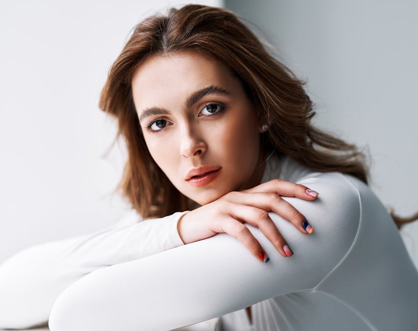 Woman looking into camera