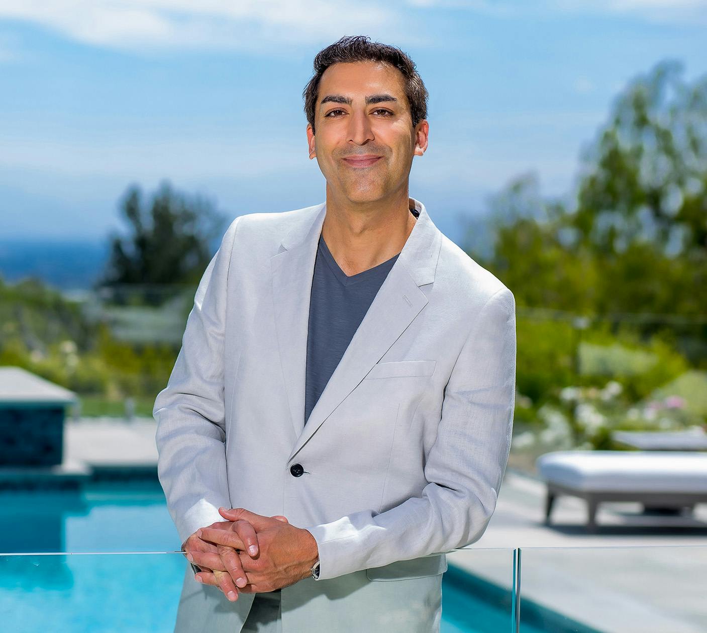 Doctor in front of pool