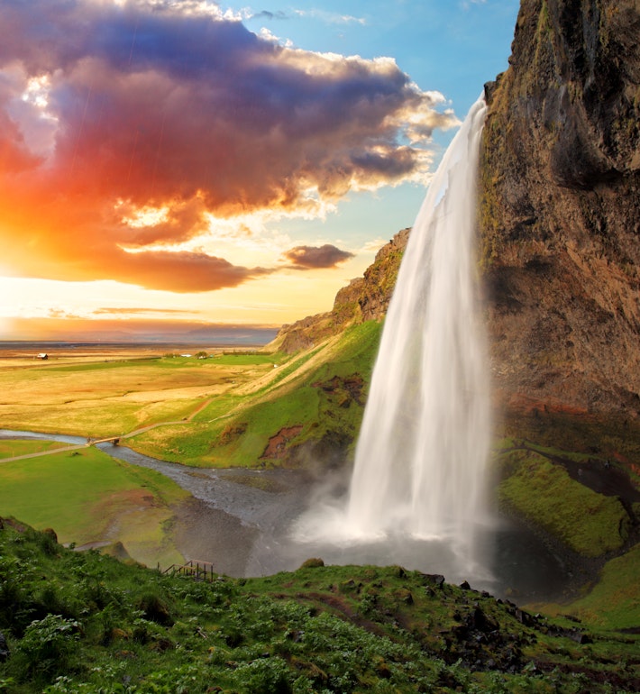 Epic view of Seljalandsfoss Waterfall, Iceland