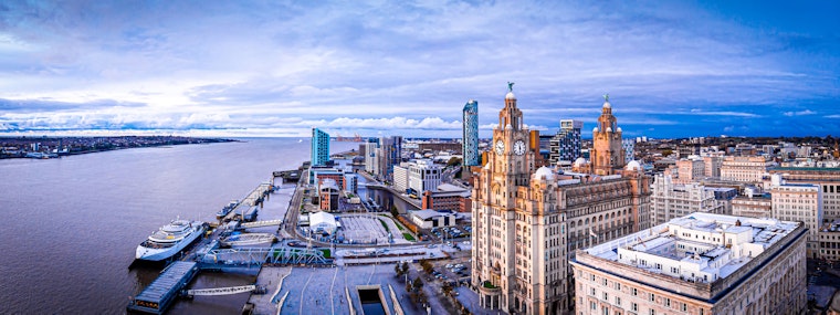 A view at dusk of Liverpool's skyline