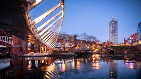 An evening view of Castlefield in Manchester