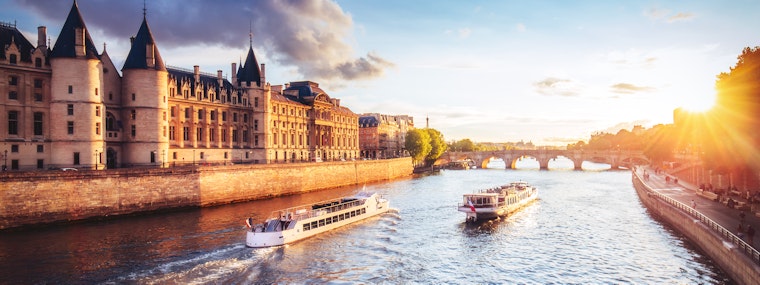 Sunset view of the River Seine, Paris