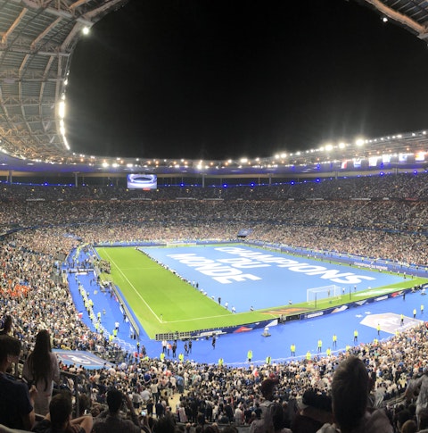 Full crowd of people inside the Stade de France in Paris