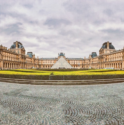 Famous Louvre gallery in Paris, France