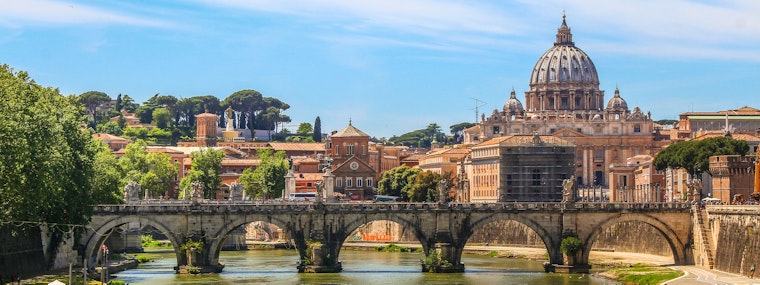 View of the Pont Sant Angelo in Rome, Italy