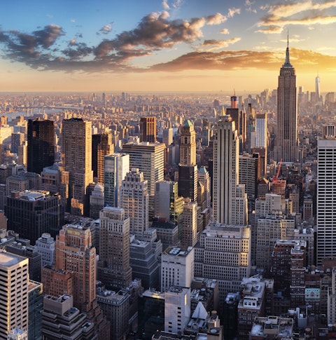 Aerial view of skyscrapers on Manhattan