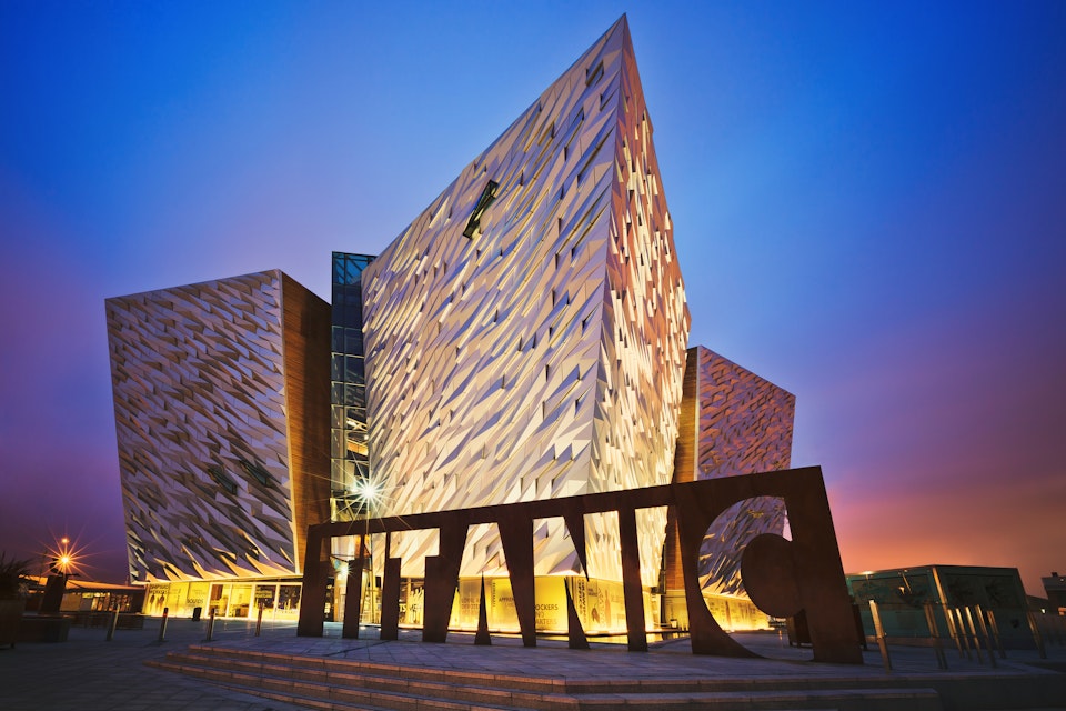 Belfast's Titanic Museum at night
