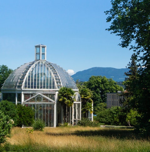 Image of the conservatory at Geneva's Botanical Garden