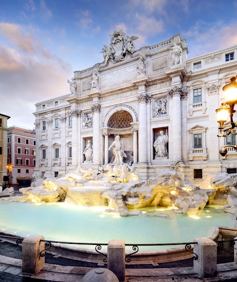 Trevi Fountain, the largest Baroque fountain in the city and one of the most famous fountains in the world located in Rome, Italy