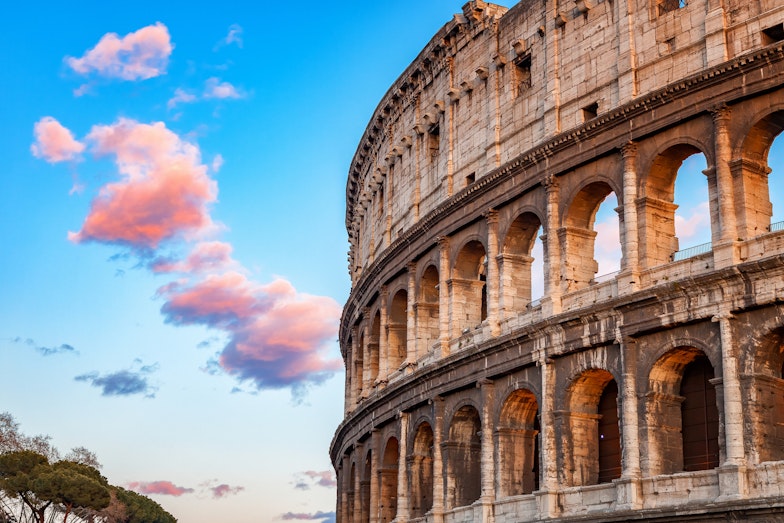 Colosseum at sunset in Rome, Italy