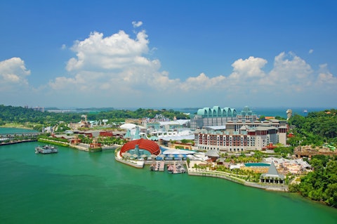 This is an aerial view across Sentosa island in Singapore